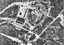 Foto aérea da Segunda Guerra Mundial do banco de testes de foguetes V2 em Peenemünde.