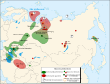 Map of major Russian oil and gas deposits