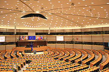 Plenary Hall of the European Parliament in Brussels. Germany is one of 27 member states of the European Union.