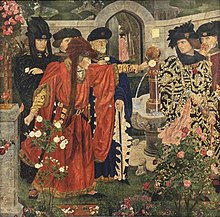 Picking the Red and White Roses , 1910, fresco by Henry Paine, scene from William Shakespeare's drama Henry VI. , part 1