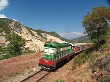 Train near Qukës in the south of the county