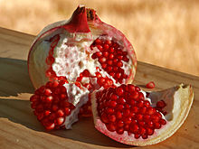 Broken open pomegranate