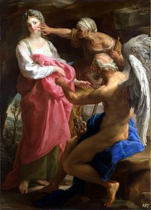 Time commands age to destroy beauty , oil painting by Pompeo Batoni from 1746