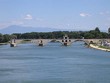 The Pont d'Avignon on the "little Rhône", in the background the Mont Ventoux