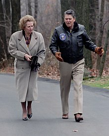 Margaret Thatcher and Ronald Reagan at Camp David, 1986