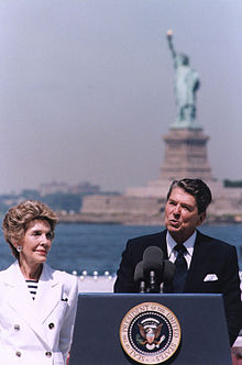 July 4, 1986: Nancy and Ronald Reagan on the occasion of the reopening