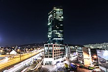 The Prime Tower by night