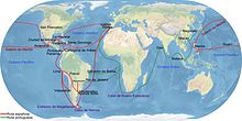 Main trade routes of the Spanish and the Portuguese