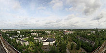 A cidade de Pripyat abandonada após as conseqüências do desastre de Chernobyl.