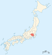 Map of the provinces of Japan, Musashi marked in red