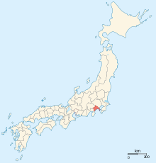 Map of the Japanese provinces, Sagami marked in red