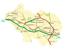 Mapa de la provincia de Frosinone  