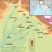 The Punjab region with rivers