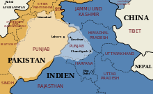 Map of Punjab against the background of the present borders