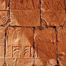 Relief ini menggambarkan pohon dupa dan mur yang diperoleh dari ekspedisi Hatshepsut ke Punt