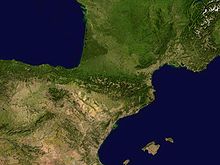 Satellite image of the Pyrenees