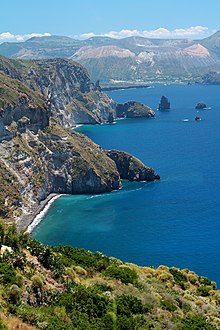 Coastline of the Lipari Islands near Sicily