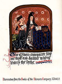 Margaretha komt voor in een verluchting in de boeken van de Skinners Company, 1422. Zij werd in 1475 opgenomen in het register van de Broederschap van Onze-Lieve-Vrouw.  
