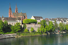 Basel Cathedral, together with its Palatinate, forms the historic centre of the city on the bend of the Rhine