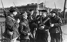Defenders of Leningrad (marines and workers of the Kirov plant) in April 1942