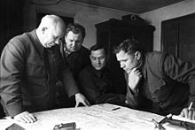 War Council of the Stalingrad Front in December 1942 (Nikita Khrushchev on the left, Andrei Yeremenko on the right).