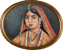 Een portret van de Rani geschilderd op ivoor, c. 1857  