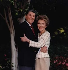 Ronald en Nancy Reagan in 1992 in Los Angeles na het verlaten van het presidentschap.