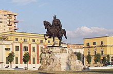 Equestrian statue of Prince Skanderbeg from 1968 (photo 2014)