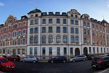 Wilhelminian style facades on Holbeinstraße restored after 1990