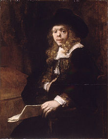 Rembranto van Reino (Rembrandt van Rijn) Gerardo de Laireso portretas, maždaug 1665-1667 m. Dailininkas de Lairesse'as sirgo įgimtu sifiliu, kuris smarkiai deformavo jo veidą ir galiausiai apako.