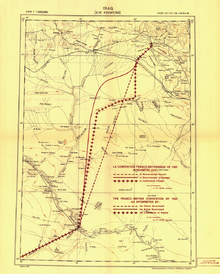De lijn in het midden van deze kaart is de grens die in 1920 werd getrokken tussen Irak en Syrië.