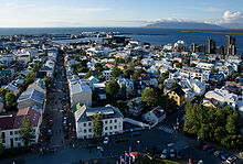 Reykjavík, view from the tower of Hallgrímskirkja to the harbour