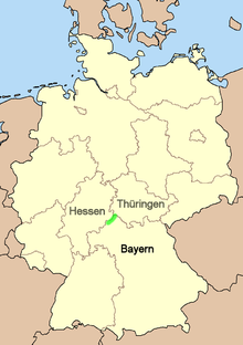 Расположение реки Рён в Германии