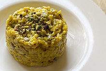 Risotto alla milanese with pistachios