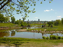 Urban park landscape on the Rivière Saint-Charles