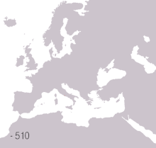 Mapa animado da República Romana e do Império entre 510 AC e 530 DC Império Império Império Oriental/Bizantino Império Ocidental