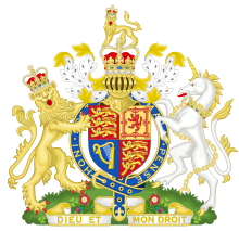 O brasão de armas real do Reino Unido