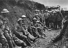 Trench warfare was characteristic of the Western Front: British soldiers of the Royal Irish Rifles in a trench on the Somme, autumn 1916.