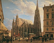 Rudolf von Alt: St. Stephen's Cathedral from Stock-im-Eisen-Platz (1832)