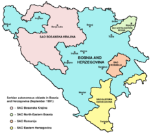 The self-proclaimed "Serbian Autonomous Oblasts", or SAOs for short, in Bosnia and Herzegovina, 1991