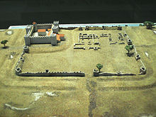 Rhaetian Limes: Fort Eining, model of the late antique reduction in the north-west corner of the fort