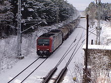 A Bombardier TRAXX of SBB with tank car train on the line Halle (Saale) - Cottbus near Doberlug-Kirchhain