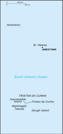 Mapa terytorium Świętej Heleny, Wniebowstąpienia i Tristan da Cunha