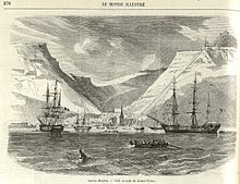 Santa Helena : Baía de Jamestown em 1858.