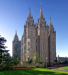 Salt Lake Temple in Salt Lake City, most famous and largest temple of the Mormons