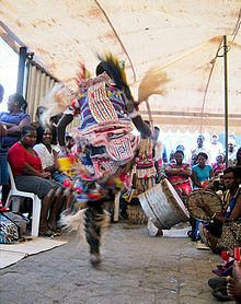 African sangoma medicine man dances in obsessive state