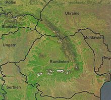 The Carpathians in a satellite image.