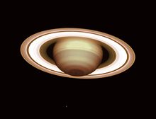 Saturn's rings appear elliptical.