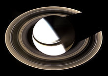 Saturnus, gezien vanaf het Cassini-ruimteschip in 2007