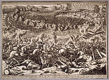Copper engraving depicting the Battle of Klissow between Sweden and Saxony on 19 July 1702